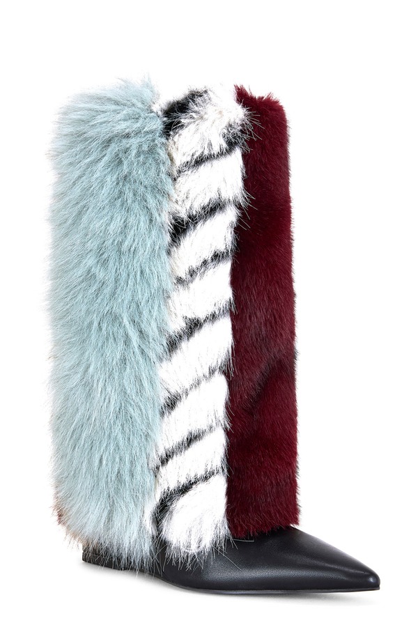 アザレア 壱 レディース シューズ ブーツ・レインブーツ AZALEA WANG Briash Mixed Faux Fur Bootie Blue Multi 青色