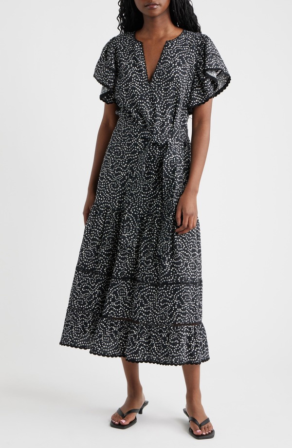 レイルズ レディース トップス ワンピース ティアード フラワー柄 ミディ フラワー Rails Gia Floral Flounce Sleeve Tiered Midi Dress Mini Chain Daisies