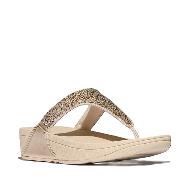 相応うフロップ レディース シューズ 踵 サンダル トール FitFlop Lulu Crystal Mix Metallic Sandals Platino メタリック