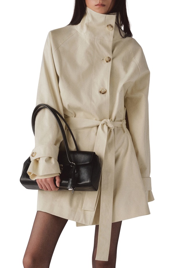 マンゴ レディース アウター 上衣・上衣 照明ランプ素っ首 厚地の外套 MANGO Funnel Neck Belted Trench Coat Ecru エクリュ