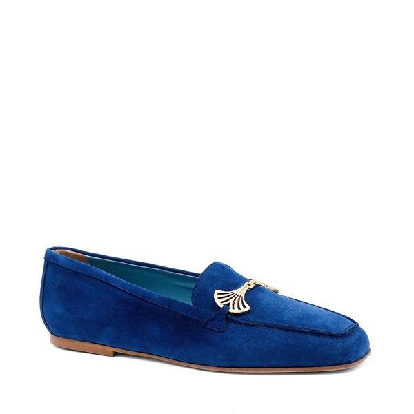 ヴァレンティーナ レディース シューズ スリッポン・ローファー Valentina Rangoni Bazar Flat Blue Suede Gold Ornament 青碧