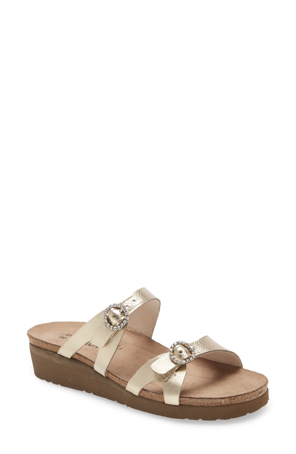 ナオト レディース シューズ ヒール サンダル Naot Kate Rhinestone Buckle Sandal Radiant Gold Leather ゴールド