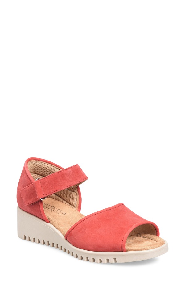 コンフォーティバ レディース シューズ 踵 サンダル Comfortiva Daniella Wedge Sandal Red 赤いこと