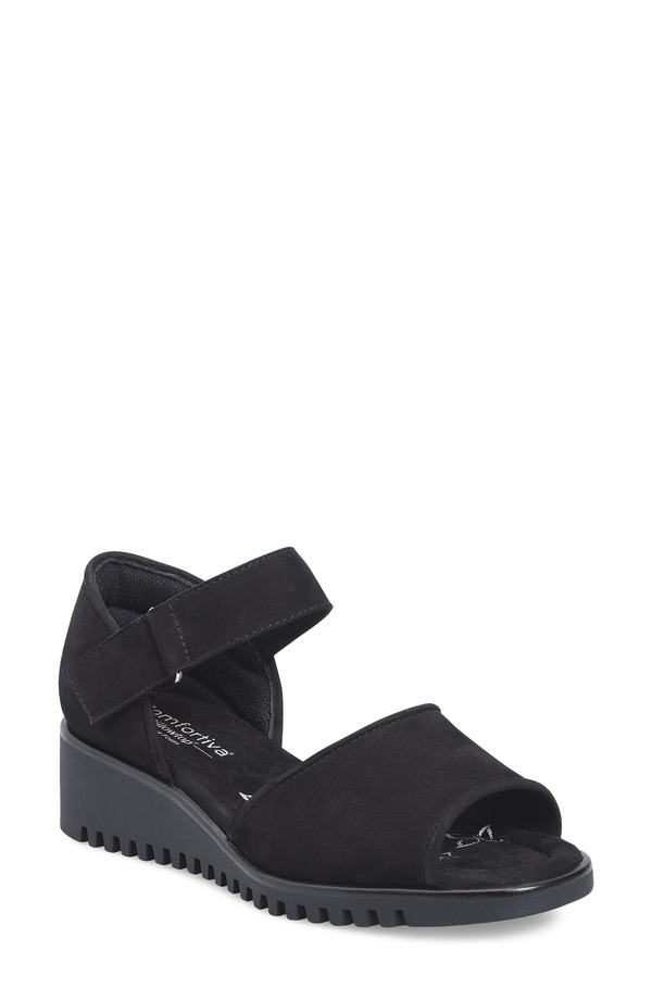 コンフォーティバ レディース シューズ 踵 サンダル Comfortiva Daniella Wedge Sandal True Black 黒いこと