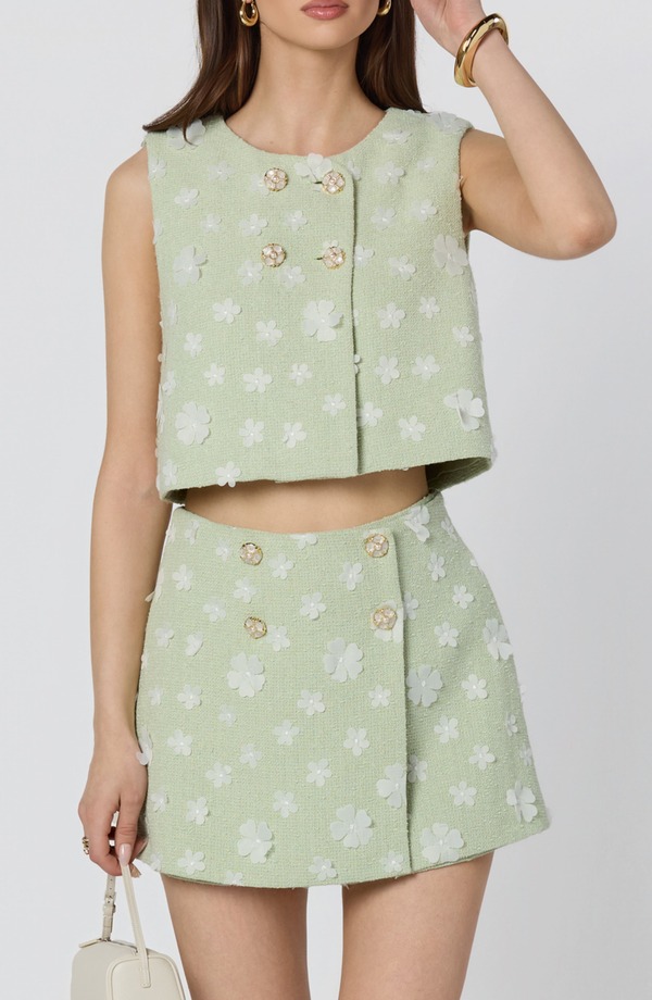 アストール レディース アウター ベスト フラワー柄 フラワー ASTR the Label Janell Floral Appliqu Vest Mint ミント