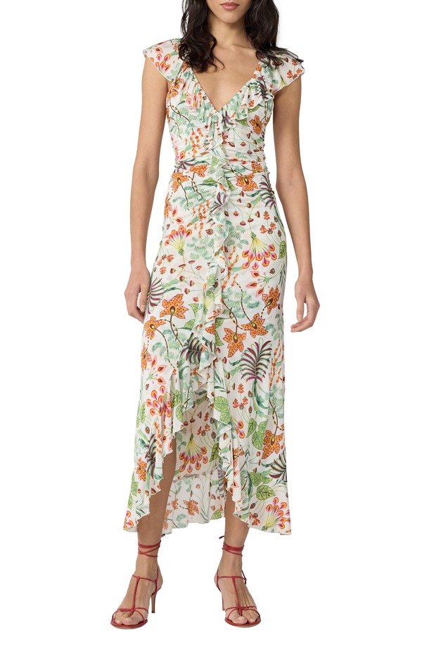 ダイアン フォン ファステンバーグ レディース トップス ワンピース フラワー柄 トール フラワー Diane von Furstenberg Sonia Metallic Floral Dress Miragevine White ホワイト