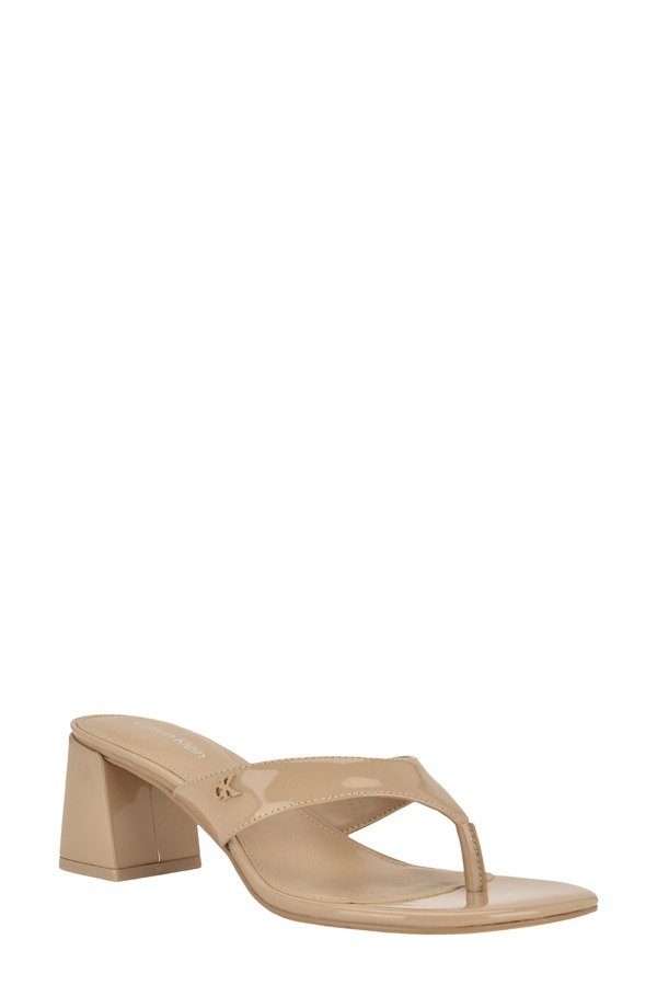 カルバンクライン レディース シューズ ヒール サンダル Calvin Klein Locinda Block Heel Sandal Taupe Patent トープ