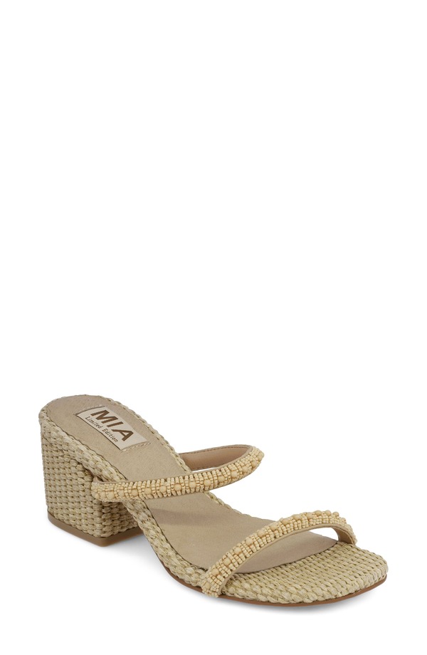 ミア レディース シューズ 踵 サンダル MIA Sabella Embellished Sandal Natural Beads