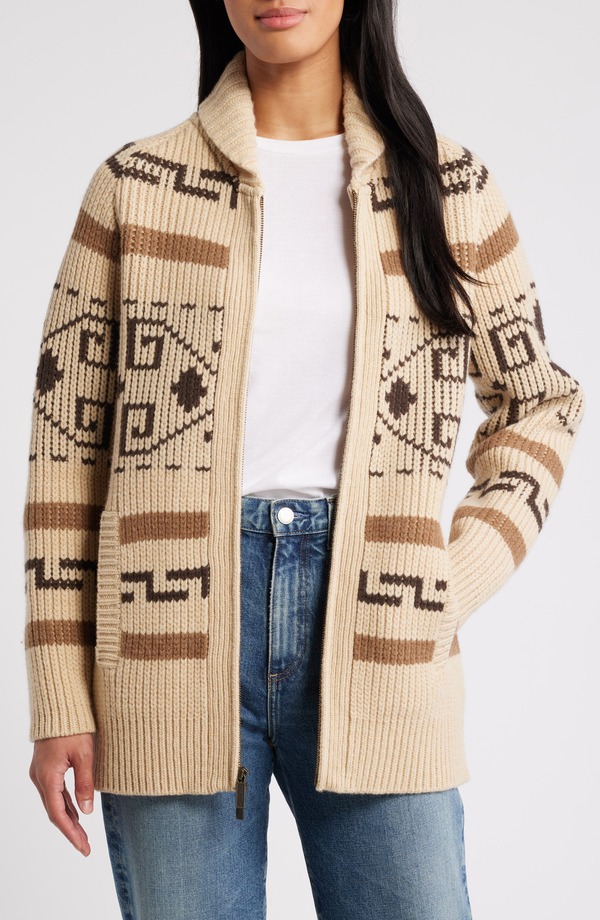 ペンドルトン レディース アウター パーカー・スウェット 羊毛 ジレー Pendleton Westerly Front Zip Long Wool Cardigan Tan/Brown Multi 赤銅色