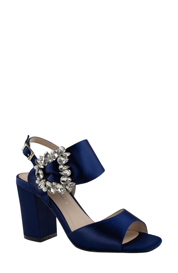 逆理英国の首都 レディース シューズ 踵 サンダル Paradox London Pink Manhattan Embellished Sandal Navy Satin 米国海軍