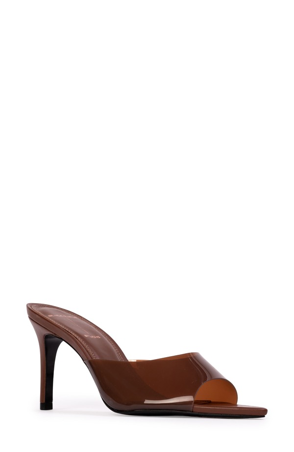 ブラックスエードスタジオ レディース シューズ 踵 BLACK SUEDE STUDIO Belle Open Toe Pump Chestnut Pvc