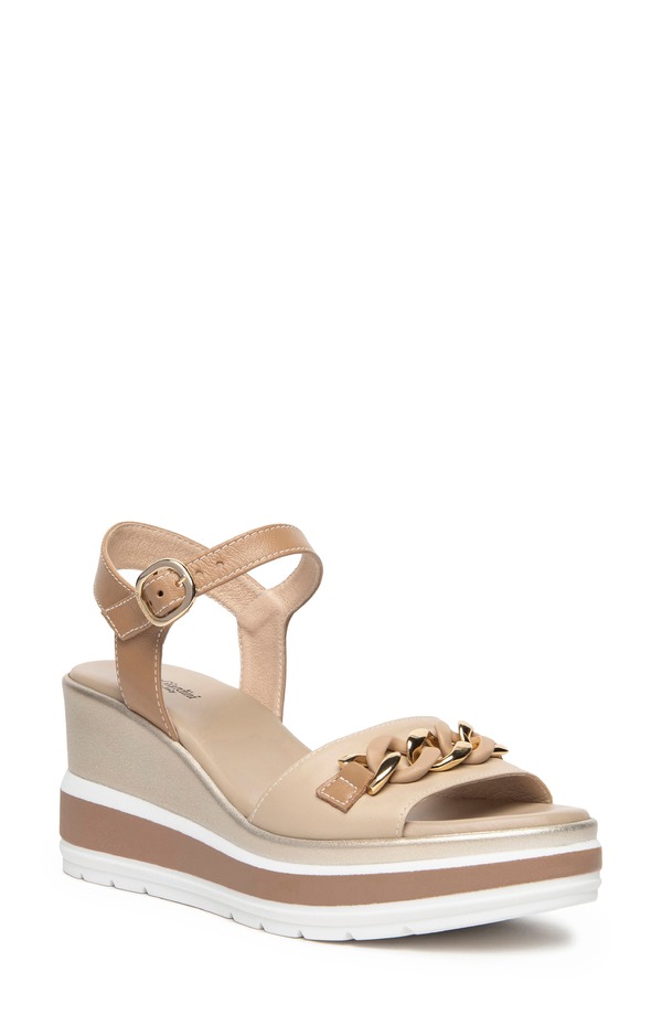ネーロ ジャルディーニ レディース シューズ 踵 プラットホーム サンダル アンクル NeroGiardini Chain Ankle Straplatform Wedge Sandal Beige / Khaki カーキ