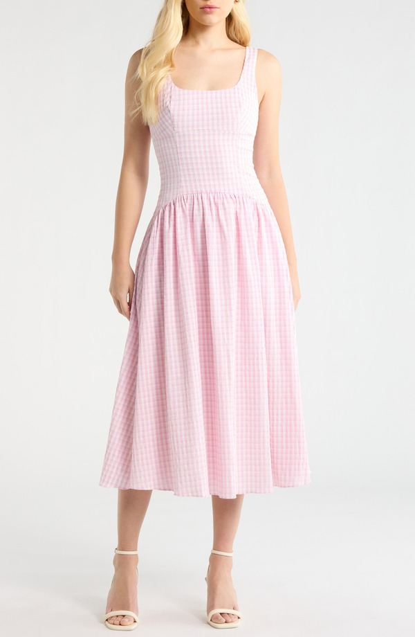 アストール レディース トップス ワンピース ギンガムチェック ギンガム ASTR the Label Cara Gingham Dress Pink Gingham ピンク｜ReVida 店