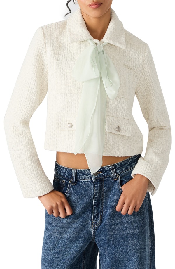 スティーブ マデン レディース アウター 上衣・上衣 編み物 Steve Madden Alise Crop Knit Jacket Ivory 象牙色