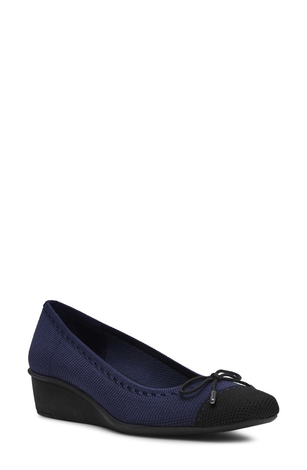 アンクライン レディース シューズ 踵 Anne Klein Wesson Wedge Pump Navy/ Black 黒いこと