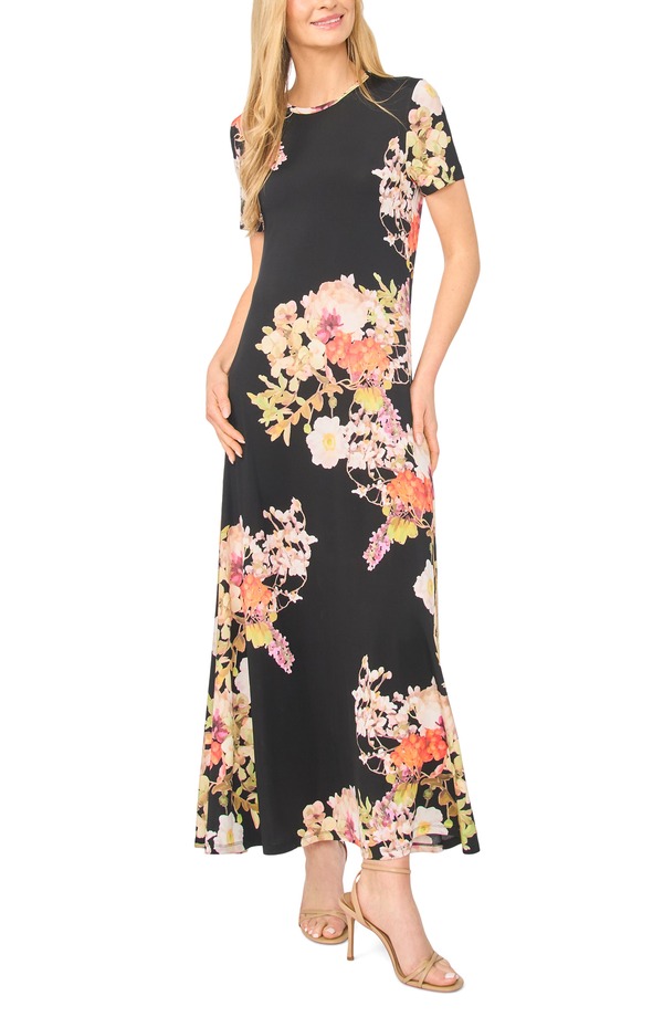 テッドベーカー レディース トップス ワンピース フラワー柄 Tシャツ マキシ フラワー Ted Baker Theresa Floral T-Shirt Maxi Dress Rich Black ブラック