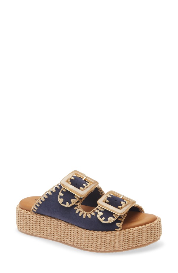 ショコラブルー レディース シューズ サンダル プラットフォーム Chocolat Blu Chia Platform Slide Sandal Navy Suede ネイビー