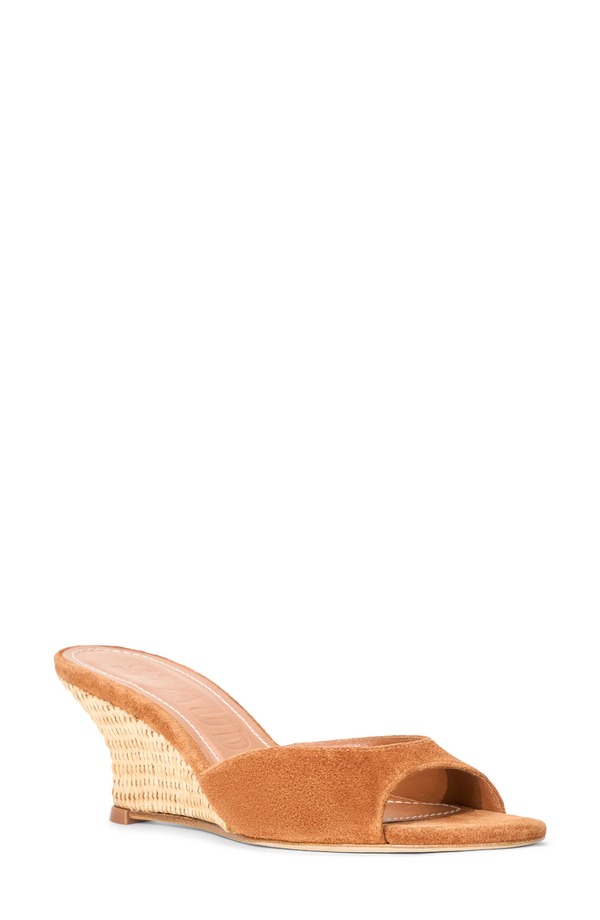 スタウド レディース シューズ ヒール サンダル STAUD Brigitte Wedge Slide Sandal Tabac/ Natural