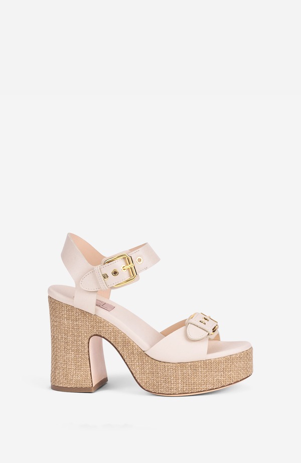 エージーエル レディース シューズ 踵 プラットホーム サンダル AGL Sista Buckles Platform Sandal Milky
