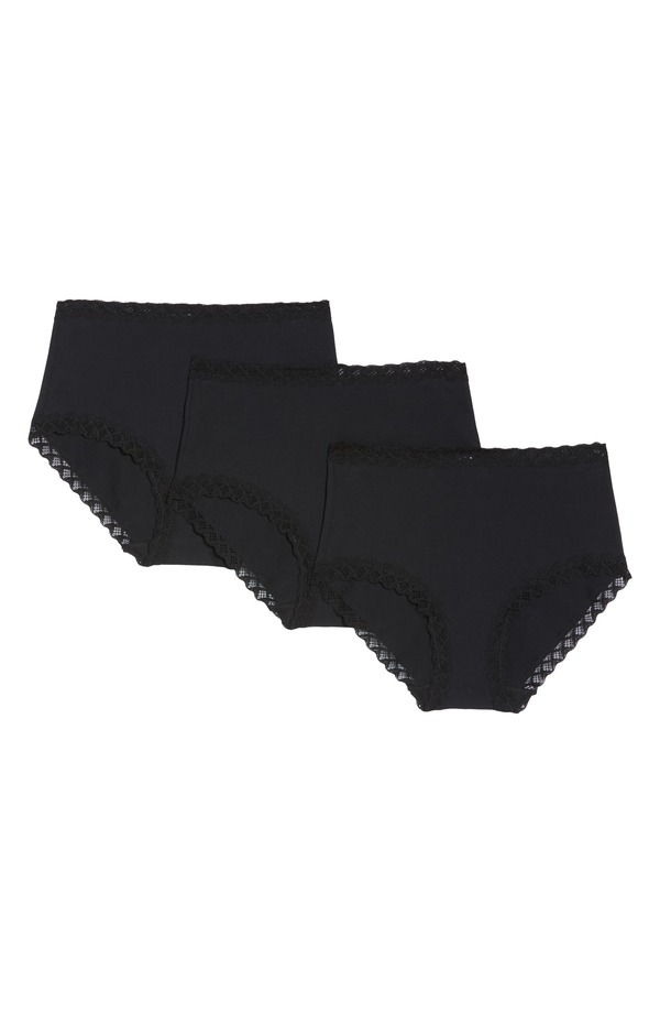 ナトリ レディース アンダーウェア パンツ コットン Natori 3-Pack Cotton Full Briefs Black ブラック 12,030円