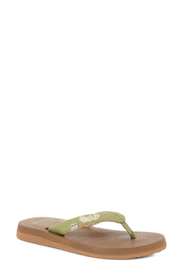 サヌーク レディース シューズ サンダル Sanuk Yoga Paradise II Flip Flop Sage Paradise Palms セージ