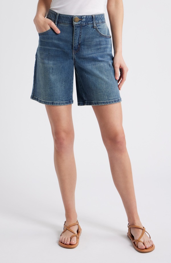 ウィット&ウィズダム レディース ボトムス デニムパンツ ハイウエスト ショートパンツ Wit & Wisdom High Waist Relaxedenim Shorts Mid Blue Artisanal ブルー