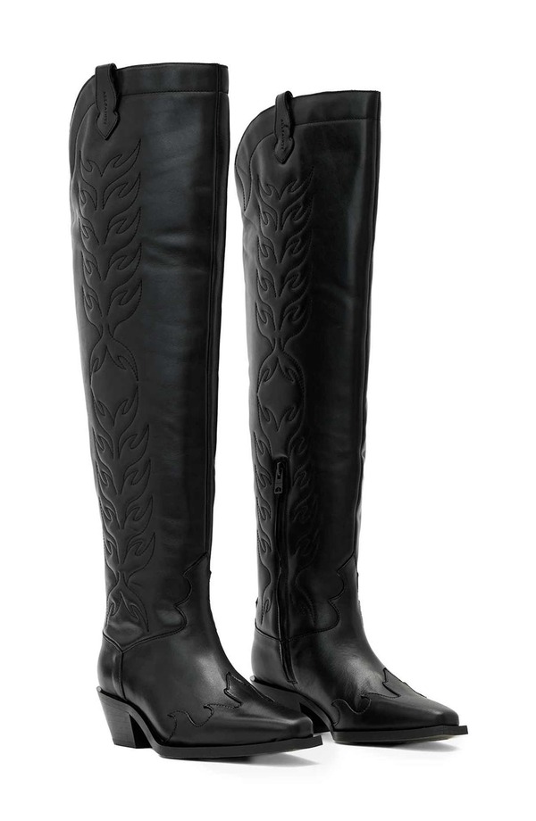 オールセインツ レディース シューズ ブーツ・レインブーツ AllSaints Landon Over the Knee Western Boot Black 黒いこと