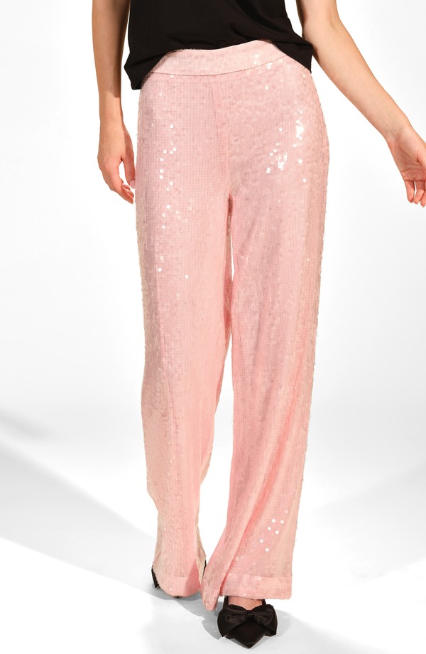アイザック・ミズラヒ レディース ボトムス レギンス ワイドレッグ ズボン下 スパンコール Isaac Mizrahi New York Sequin Wide Leg Pants Orchid Pink さくら色