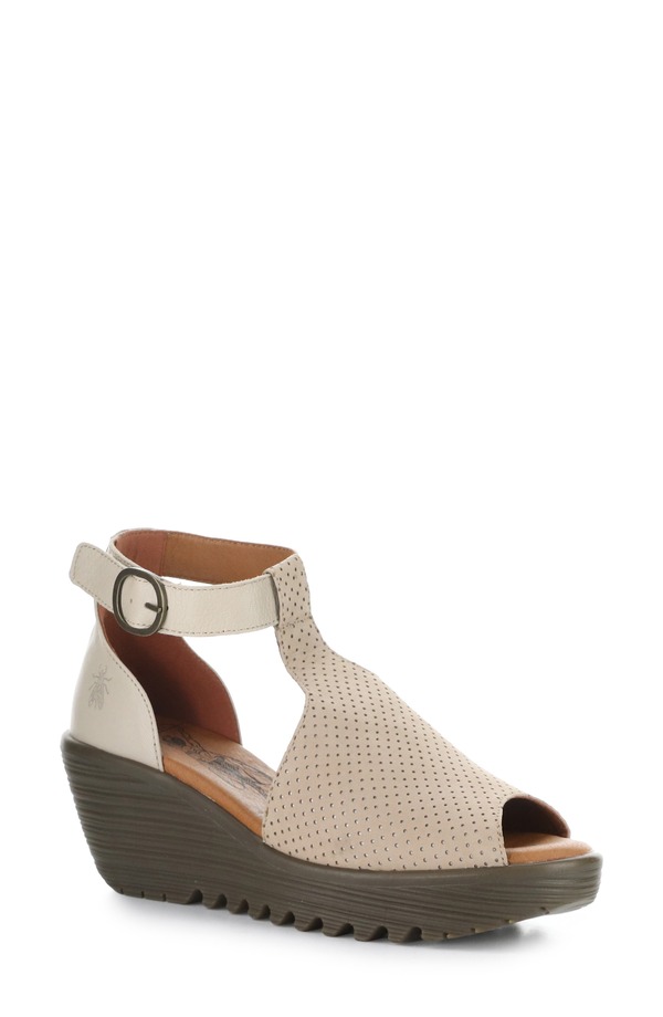 飛球英国の首都 レディース シューズ 踵 プラットホーム サンダル アンクル Fly London Lemo Ankle Straplatform Wedge Sandal Taupe トープ