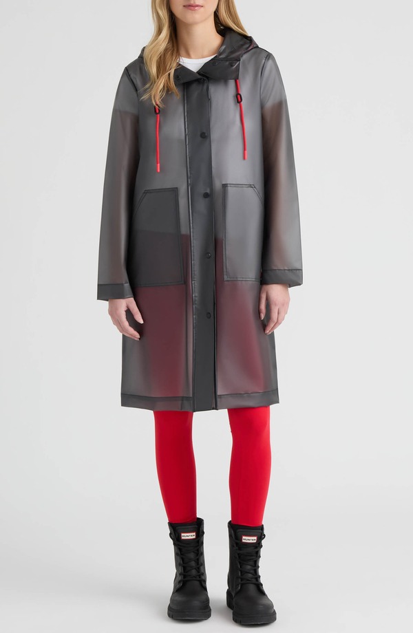 ハンター レディース アウター ジャケット・ブルゾン コート Hunter Alexa Waterproof Longline Matte Transparent Hooded Raincoat Smoke スモーク