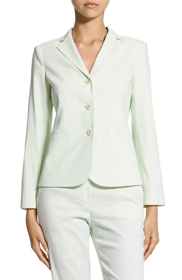 セオリー レディース アウター ジャケット・ブルゾン リネン Theory Shrunken Linen Blend Jacket Light Sea Glass