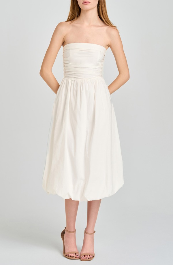 ワイフ レディース トップス ワンピース ミディ コットン WAYF Katherine Bubble Hem Stretch Cotton Midi Dress Ivory アイボリー|ReVida 店
