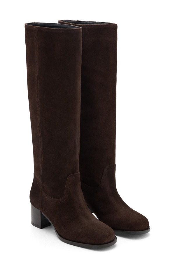 マンゴ レディース シューズ ブーツ・レインブーツ トール スエード MANGO Suede Tall Boot Chocolate チョコレート｜ReVida 店 38,220円