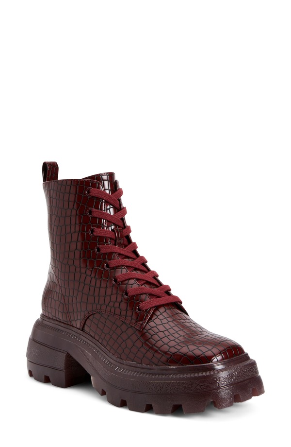 ケイティ ペリー レディース シューズ ブーツ・レインブーツ Katy Perry The Geli Combat Boot Burgundy Croc バーガンディ