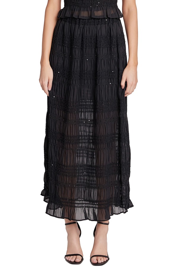 エンドレスローズ レディース ボトムスカート シフォン スパンコール マキシ Endless Rosequin Embellished Chiffon Maxi Skirt Black ブラック