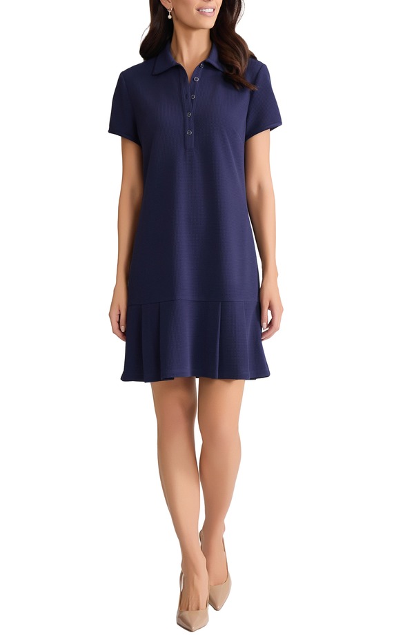ジョーンズニューヨーク レディース トップス ワンピース ポロシャツ プリーツ Jones New Yorkarolina Pleated Polo Dress Pacific Navy ネイビー