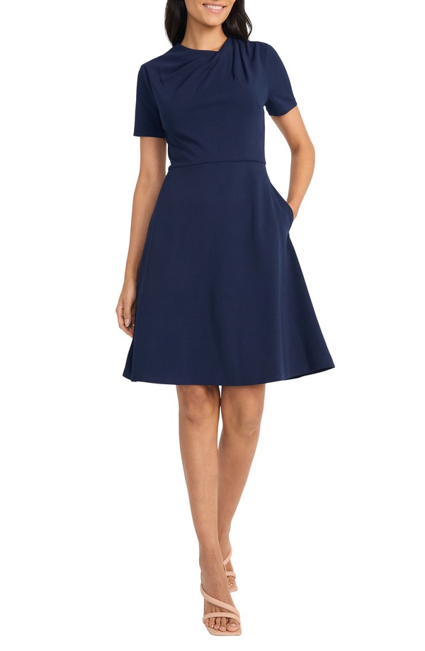 マギーロンドン レディース トップス ワンピース Maggy London Fit & Flare Dress Navy Blazer ネイビー