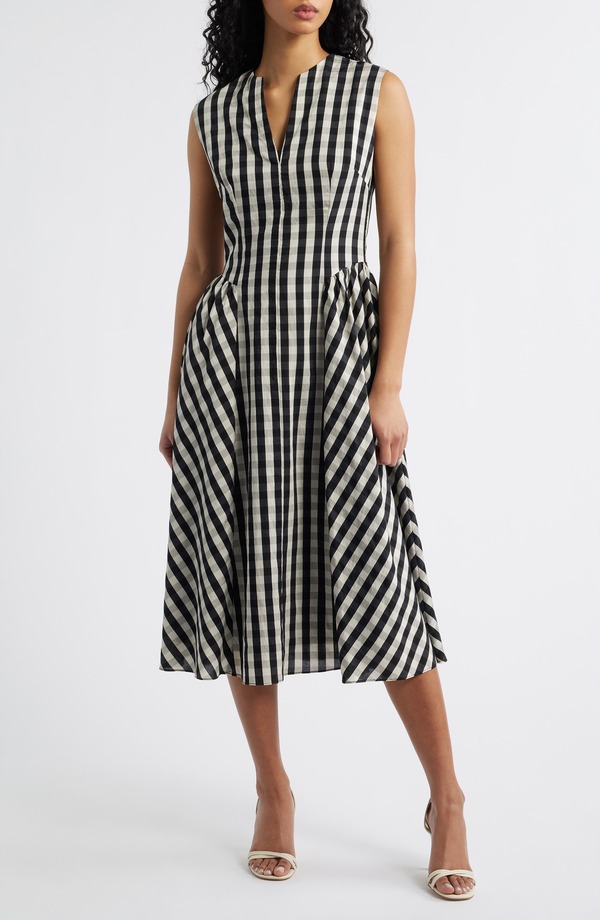 ルーシーパリ レディース ボトムス カジュアルパンツ ミディワンピース ギンガムチェック ミディ ギンガム Lucy Paris Vivian Ginghamidi Dress Black ブラック