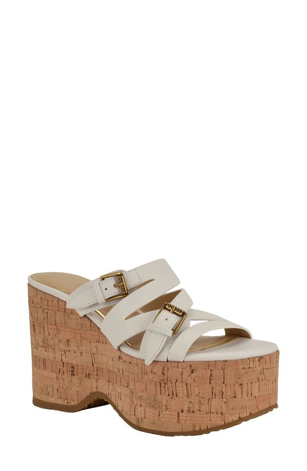 ゲス レディース シューズ ヒール プラットフォーム サンダル GUESS Nailah Platform Wedge Sandal White ホワイト