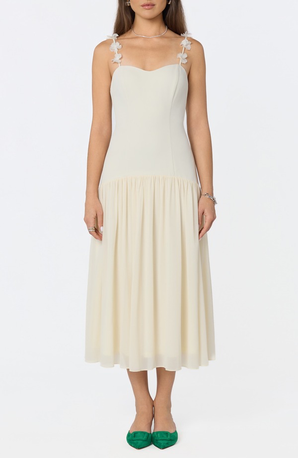 アストール レディース トップス ワンピース フラワー柄 フラワー ASTR the Label Amia Floral Mixed Media Party Dress Cream クリーム|ReVida 店