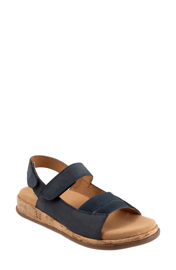 トロッターズ レディース シューズ 踵 サンダル ミニ Trotters Gemini Slingback Wedge Sandal - Multiple Widths Available Navy Nubuck 米国海軍