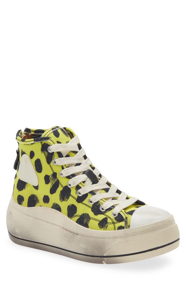アールサーティーン レディース シューズ スニーカー プラットホーム 刷り上げる R13 Kurt Cheetah Print High Toplatform Sneaker Yellow Cheetah Print 黄色