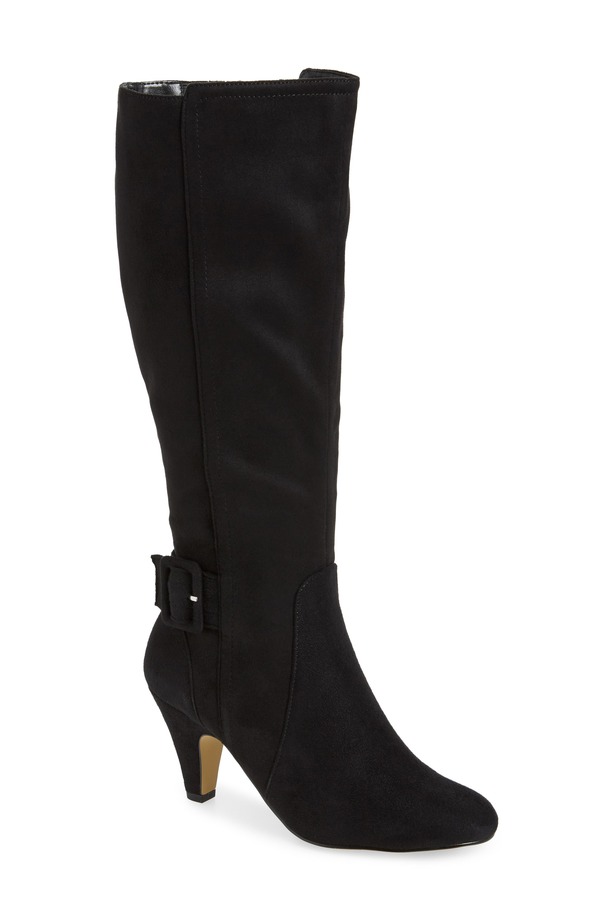 ベラヴィータ レディース シューズ ブーツ・レインブーツ Bella Vita Troy Knee High Buckle Boot Blk Suede