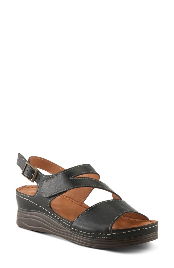 発条足取り レディース シューズ 踵 プラットホーム サンダル Spring Step Griggs Platform Sandal Black 黒いこと