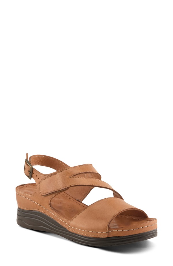 発条足取り レディース シューズ 踵 プラットホーム サンダル Spring Step Griggs Platform Sandal Camel 駱駝