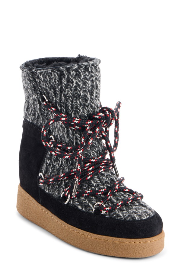 イザ呼びりん マラン レディース シューズ ブーツ・レインブーツ Isabel Marant Nowla Mixed Media Snow Boot Black 黒いこと