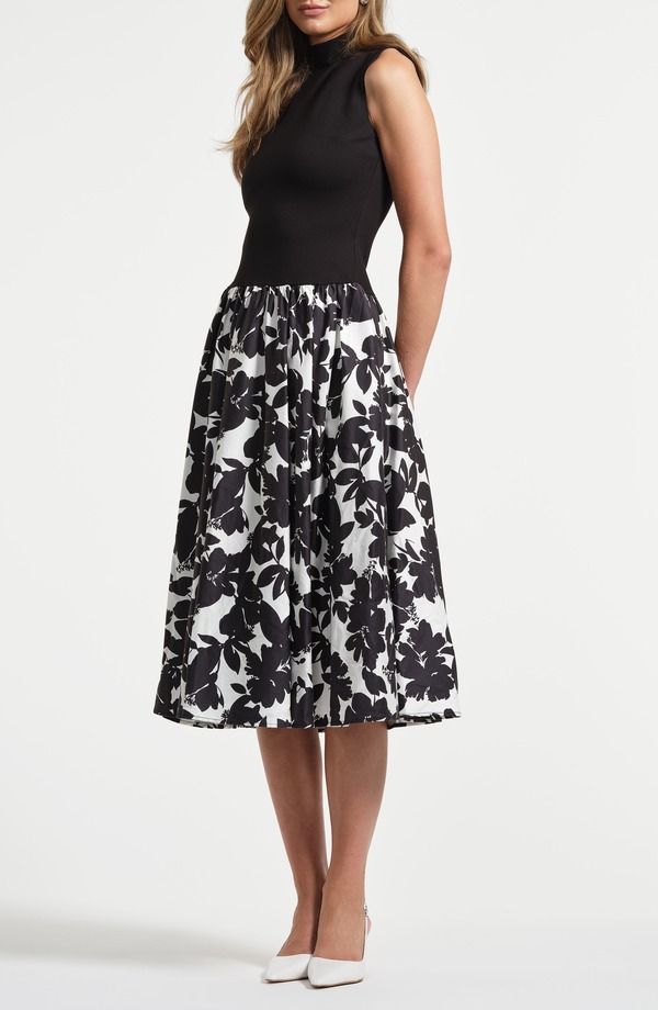 アイザック・ミズラヒ レディース トップス 衣装 midi 繻子 ノースリーブ Isaac Mizrahi New York Sleeveless Ponte \u0026 Satin Midi Dress Noir Floral