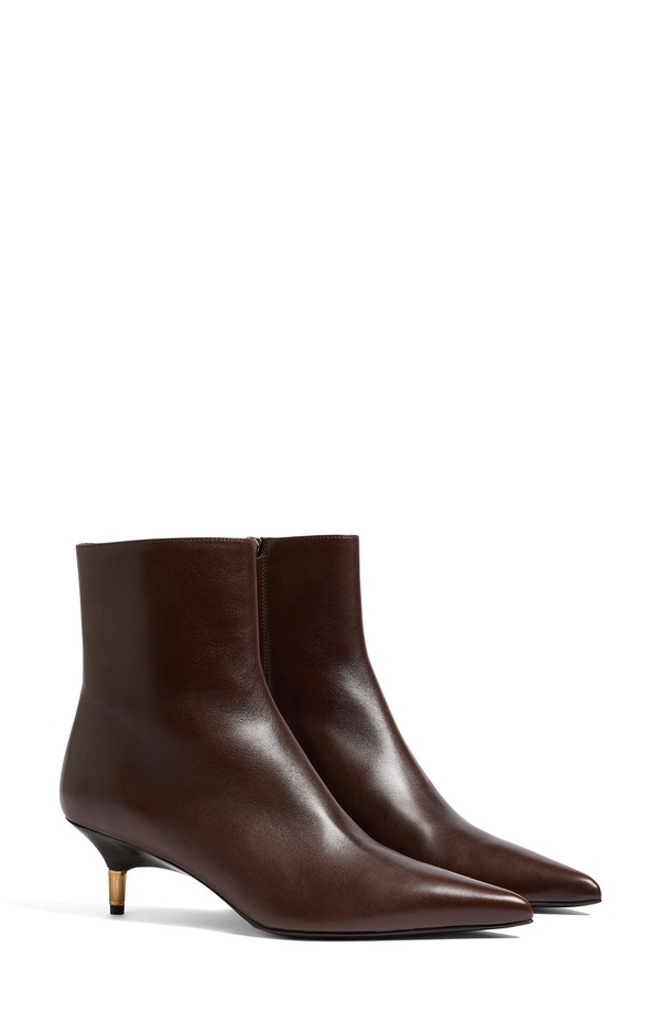紙凧 レディース シューズ ブーツ・レインブーツ アンクル 踵 Khaite Bella Kitten Heel Ankle Boot 646 Vintage Brown 赤銅色