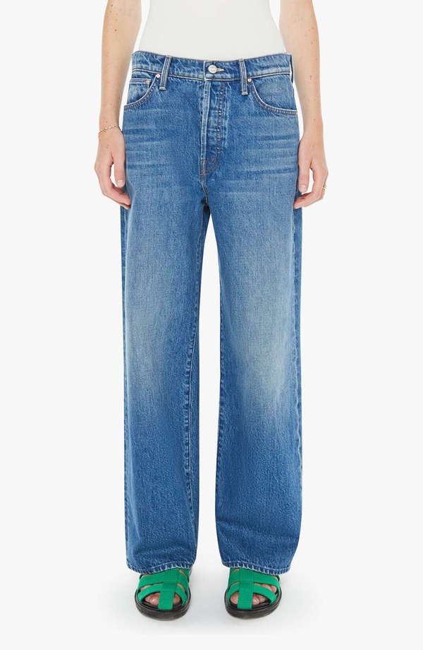 マザー レディース ボトムス デニムパンツ ストレート ジーンズ MOTHER The Dodger Button Flood Relaxed Straight Leg Jeans Green Thumb グリーン