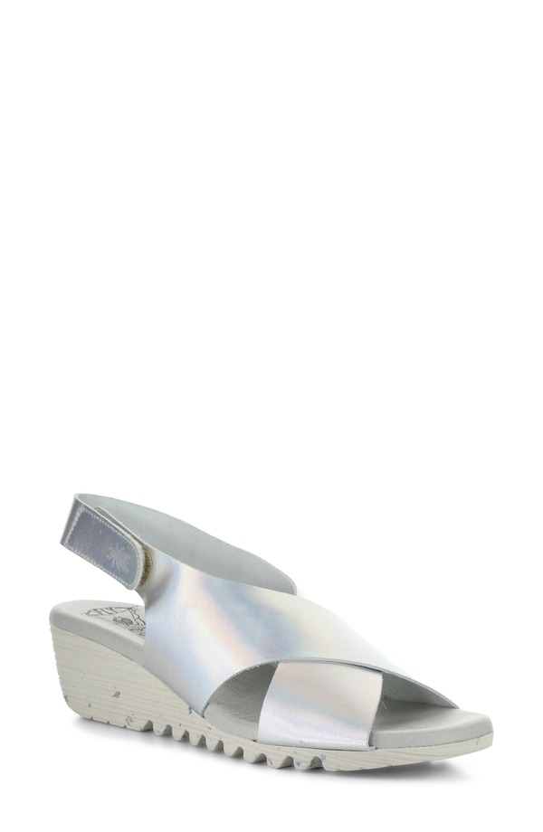 フライロンドン レディース シューズ ヒール サンダル Fly London Orfy Slingback Wedge Sandal Silver シルバー